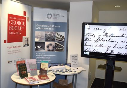 LMS provided partial support for the exhibition. Lincoln Uni Library exhibits books by G. Boole, A.Borovik, E.Khukhro, D.MacHale, et al.